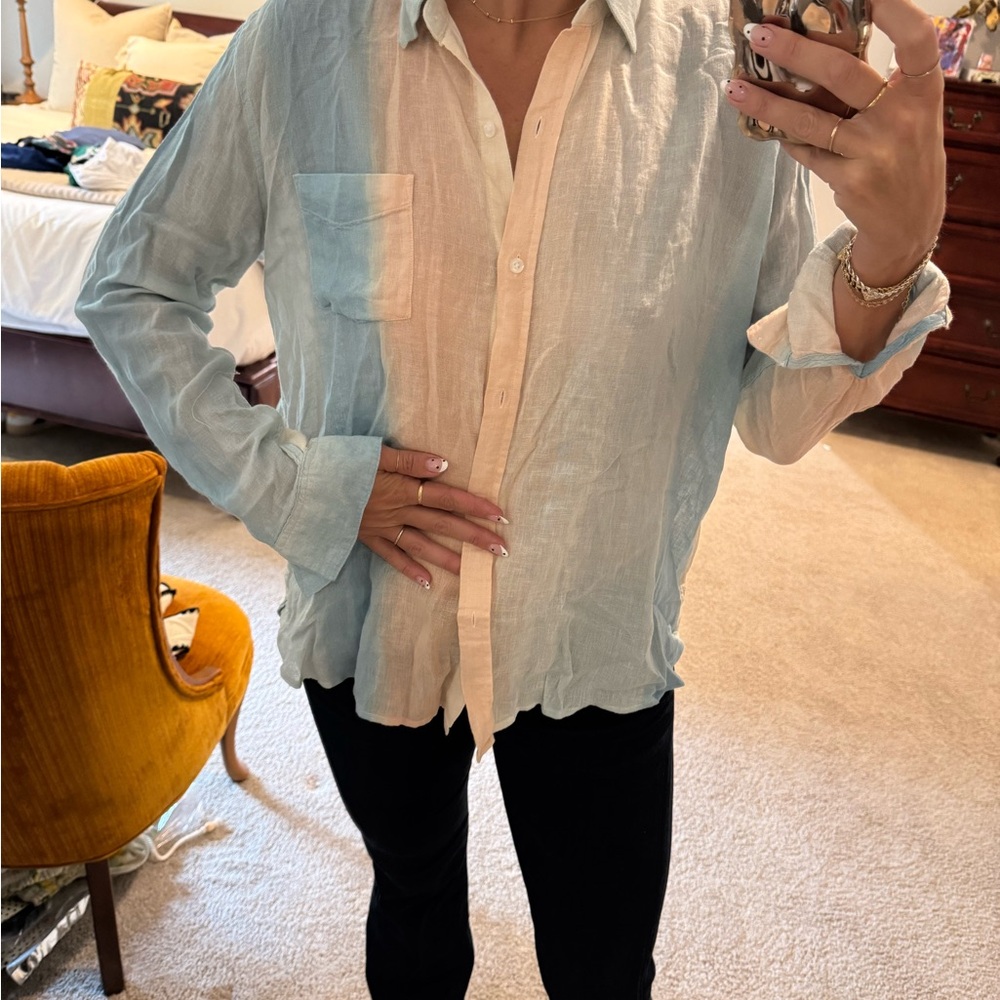 Rails Women's Light Blue and Cream Button Down Shirt